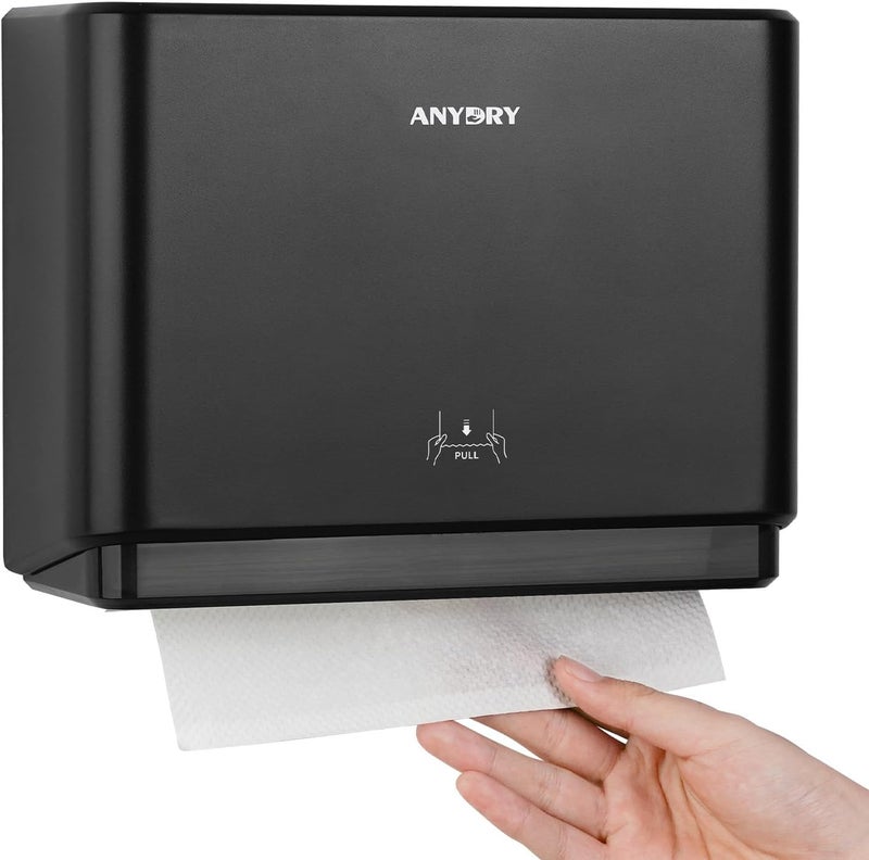 anydry 200-Sheet Wall-Mounted Paper Towel Dispenser, Fits Multi-Fold Towels up to 10x3.1 Inches, Perfect for Home & Business (Black) - Image 1